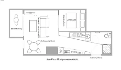 Plan de l'établissement Appt central avec balcon - Alésia - Montparnasse