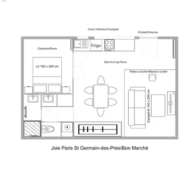 Plan de l'établissement Appt calme au cœur de Saint-Germain-des-Prés