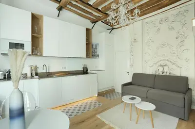 Cuisine ou kitchenette dans l'établissement Résidence Le Marais by Studio prestige