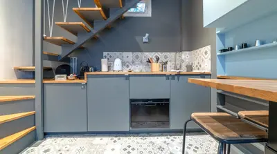 Cuisine ou kitchenette dans l'établissement Midoon guest - DUPLEX D'ARCHITECT PARIS 10ème