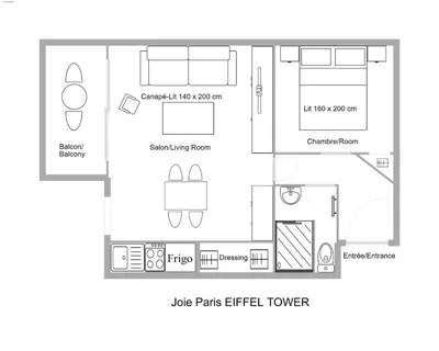 Plan de l'établissement Appt calme avec balcon - Tour Eiffel - Seine