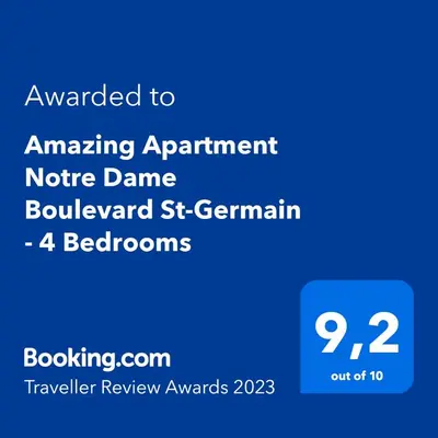Certificat, récompense, panneau ou autre document affiché dans l'établissement Amazing Apartment Notre Dame Boulevard St-Germain - 4 Bedrooms