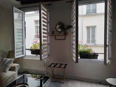 Coin salon dans l'établissement Appartement St Martin