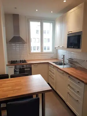 Cuisine ou kitchenette dans l'établissement Malakoff Grand apartment