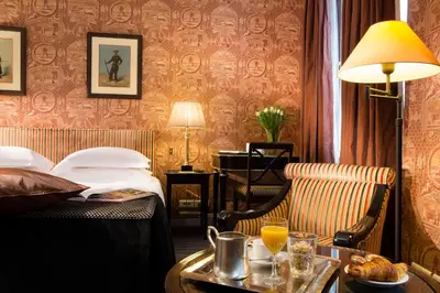 Un ou plusieurs lits dans un hébergement de l'établissement Hotel La Villa d'Estrées - Saint-Germain