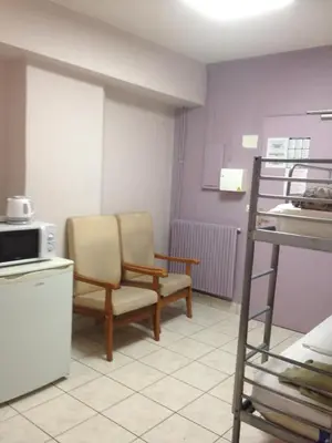 Cuisine ou kitchenette dans l'établissement Hôtel Richard