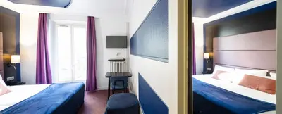 Un ou plusieurs lits dans un hébergement de l'établissement Accueil Hôtel Paris Pigalle Montmartre