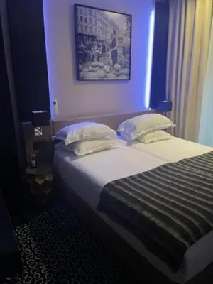 Un ou plusieurs lits dans un hébergement de l'établissement Hôtel Elysées Paris