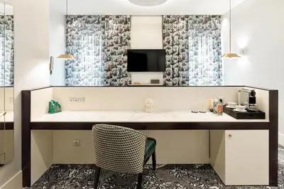 Cuisine ou kitchenette dans l'établissement Normandy Le Chantier