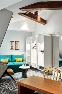 Cuisine ou kitchenette dans l'établissement Normandy Le Chantier
