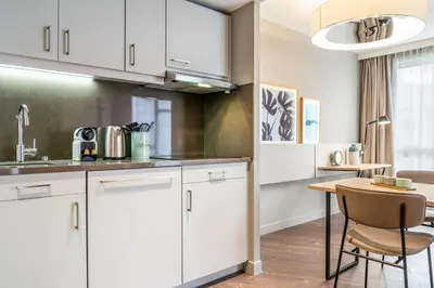 Cuisine ou kitchenette dans l'établissement Aparthotel Adagio Paris Nation