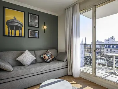 Coin salon dans l'établissement Aparthotel Adagio Paris Buttes Chaumont