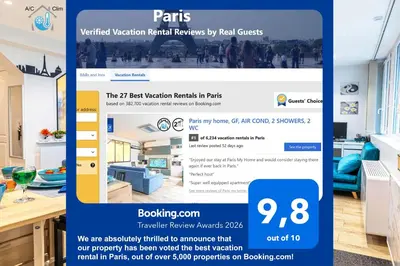 Certificat, récompense, panneau ou autre document affiché dans l'établissement Paris my home, GF, AIR COND, 2 SHOWERS, 2 WC
