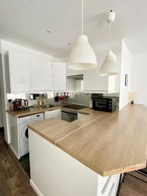 Cuisine ou kitchenette dans l'établissement Maison le Bac Apartments