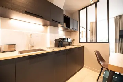Cuisine ou kitchenette dans l'établissement Résidence du Louvre