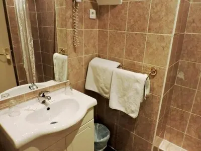 Salle de bains dans l'établissement Hôtel de l'Aveyron