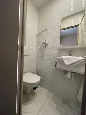 Salle de bains dans l'établissement Hôtel de l'Aveyron