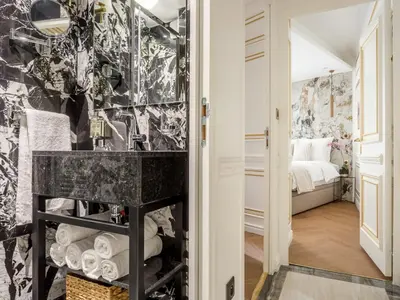 Un ou plusieurs lits dans un hébergement de l'établissement Merveil - Luxury Suite - Tour Eiffel - Bourdonnais