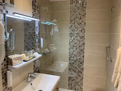 Salle de bains dans l'établissement Hôtel Delavigne