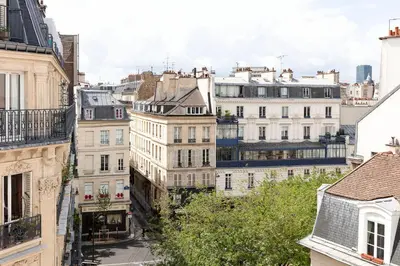 Vue générale sur Paris ou vue de la ville depuis l'hôtel