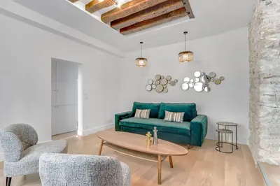 Coin salon dans l'établissement Pick A Flat's Apartment in Le Marais - Rue Saint Apoline