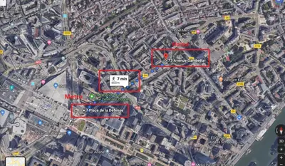 Plan de l'établissement 7 min Walk Metro Line 1-Charras La Defense