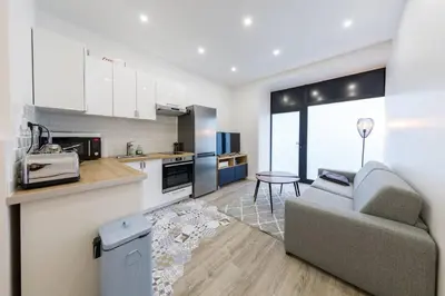 Cuisine ou kitchenette dans l'établissement Luxurious and Cosy Apt in the center of Paris 14