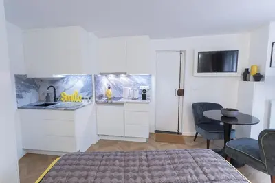 Cuisine ou kitchenette dans l'établissement La Boutique du Sentier