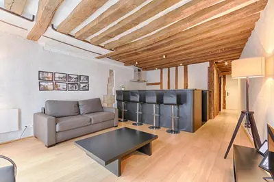 Coin salon dans l'établissement Outstanding Luxury Flat 4P-Boulevard Saint Germain