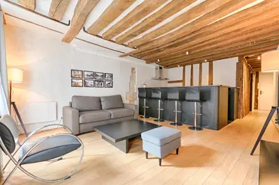 Coin salon dans l'établissement Outstanding Luxury Flat 4P-Boulevard Saint Germain