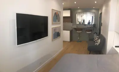 Télévision ou salle de divertissement dans l'établissement Studio design proche Champs-Elysées