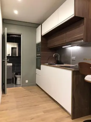 Cuisine ou kitchenette dans l'établissement Studio design proche Champs-Elysées
