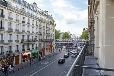 Vue générale sur Paris ou vue de la ville depuis l'hôtel