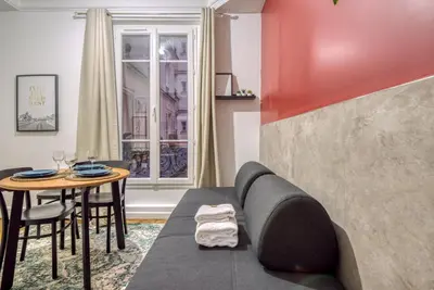 Coin salon dans l'établissement Basilique du Sacré Coeur - Beautiful 2P apartment