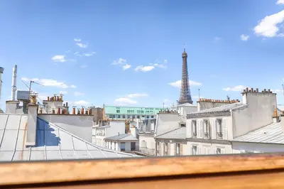 Vue générale sur Paris ou vue de la ville depuis l'hôtel