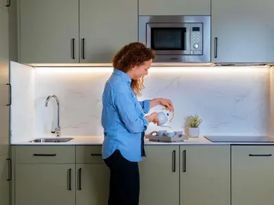 Cuisine ou kitchenette dans l'établissement Aparthotel Adagio Paris Opéra