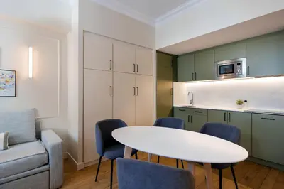 Cuisine ou kitchenette dans l'établissement Aparthotel Adagio Paris Opéra