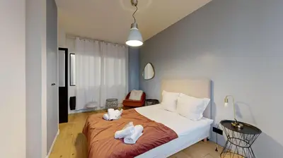 Un ou plusieurs lits dans un hébergement de l'établissement 140 Suite Ludo - Superbe Appartement à Paris