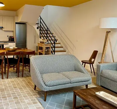 Cuisine ou kitchenette dans l'établissement Hôtel Villa Blomet