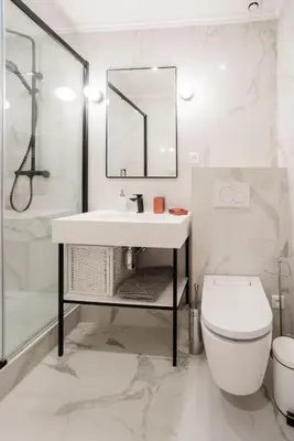 Salle de bains dans l'établissement SUITE ELUARD au cœur de la Rive Gauche, neuf, design, 2-4 personnes