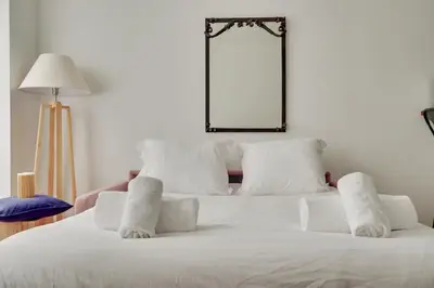 Un ou plusieurs lits dans un hébergement de l'établissement Cocooning Apt St Germain - 4 pers