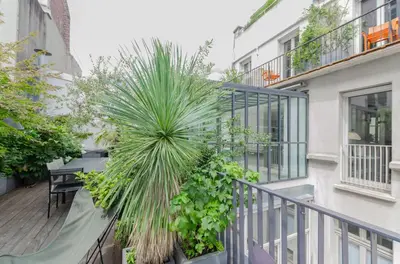 Balcon ou terrasse dans l'établissement 502254 - Spacious duplex apartment for 12 people near Les Halles