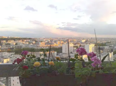 Vue générale sur Paris ou vue de la ville depuis le séjour chez l'habitant