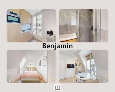 Un ou plusieurs lits dans un hébergement de l'établissement 162 Suite Benjamin - Superbe Appartement à Paris