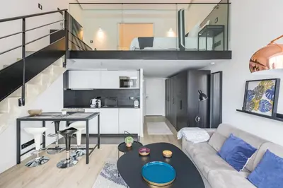 Cuisine ou kitchenette dans l'établissement B2 Loft Duplex 175Blo-Paris Convention