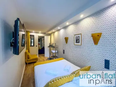 Un ou plusieurs lits dans un hébergement de l'établissement 120 - Urban Gorgeous Apartment Le Marais