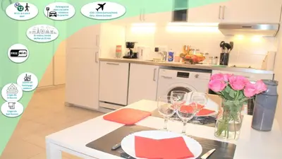 Cuisine ou kitchenette dans l'établissement Appartement tout équipé, cosy (1 station de Paris)