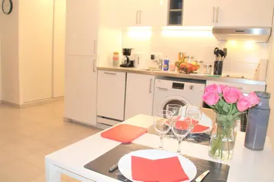 Cuisine ou kitchenette dans l'établissement Appartement tout équipé, cosy (1 station de Paris)