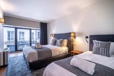 Un ou plusieurs lits dans un hébergement de l'établissement 130 - Urban Brand New 110m2 Flat in Montorgueil