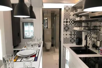 Cuisine ou kitchenette dans l'établissement Appartement Rousselet Quartier Bon Marché Paris VIIème